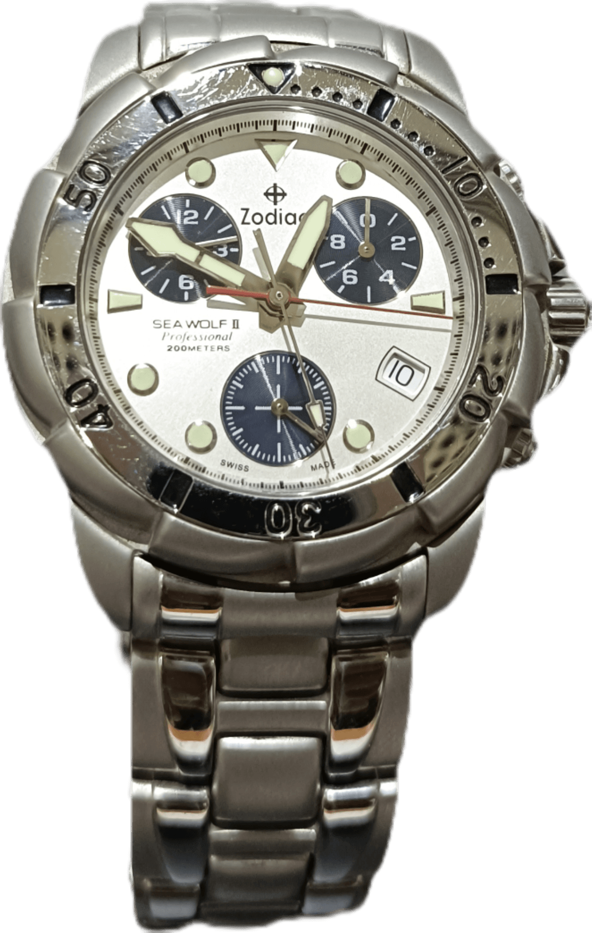 ساعة زودياك كرونوغراف احترافية مع تاج خيطي