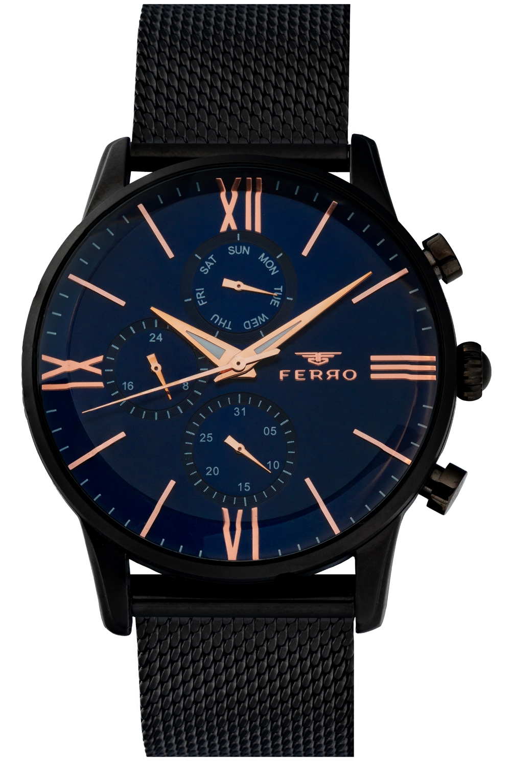 ساعة فيرو للرجال بسوار شبكي معدني
