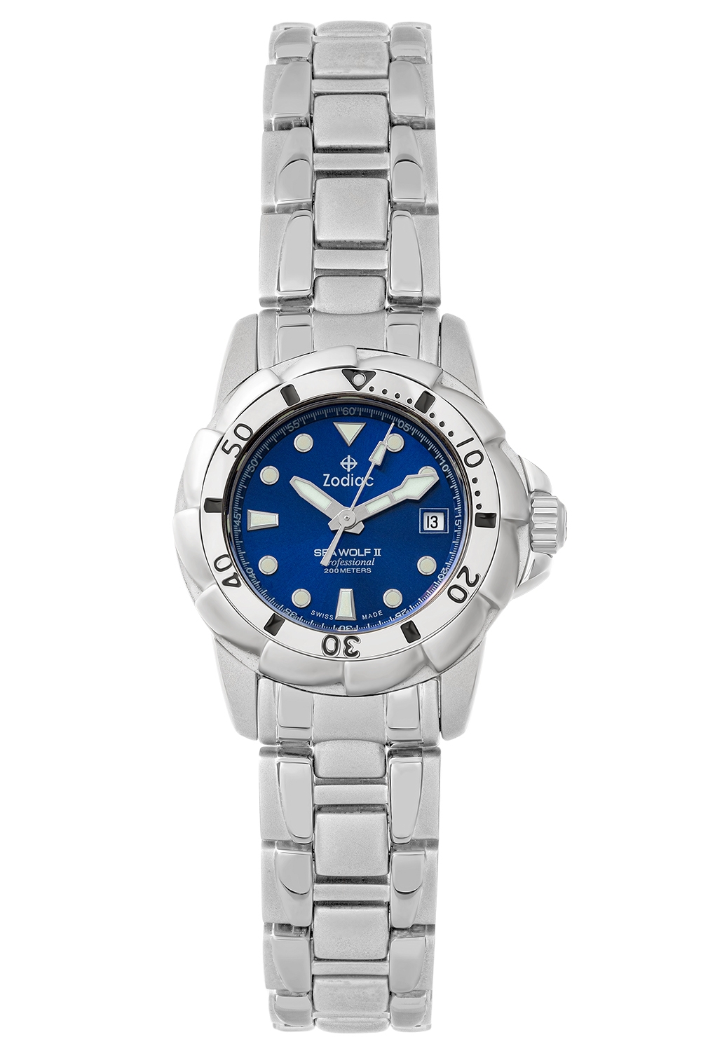 ساعة Zodiac Sea Wolf II الاحترافية مع تاج خيط