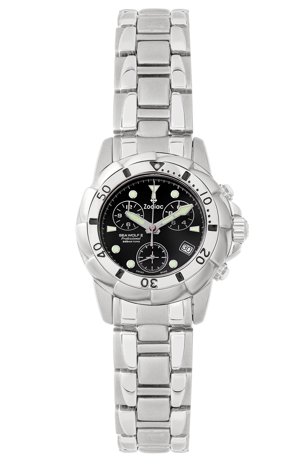 ساعة زودياك كرونوغراف احترافية مع تاج خيطي