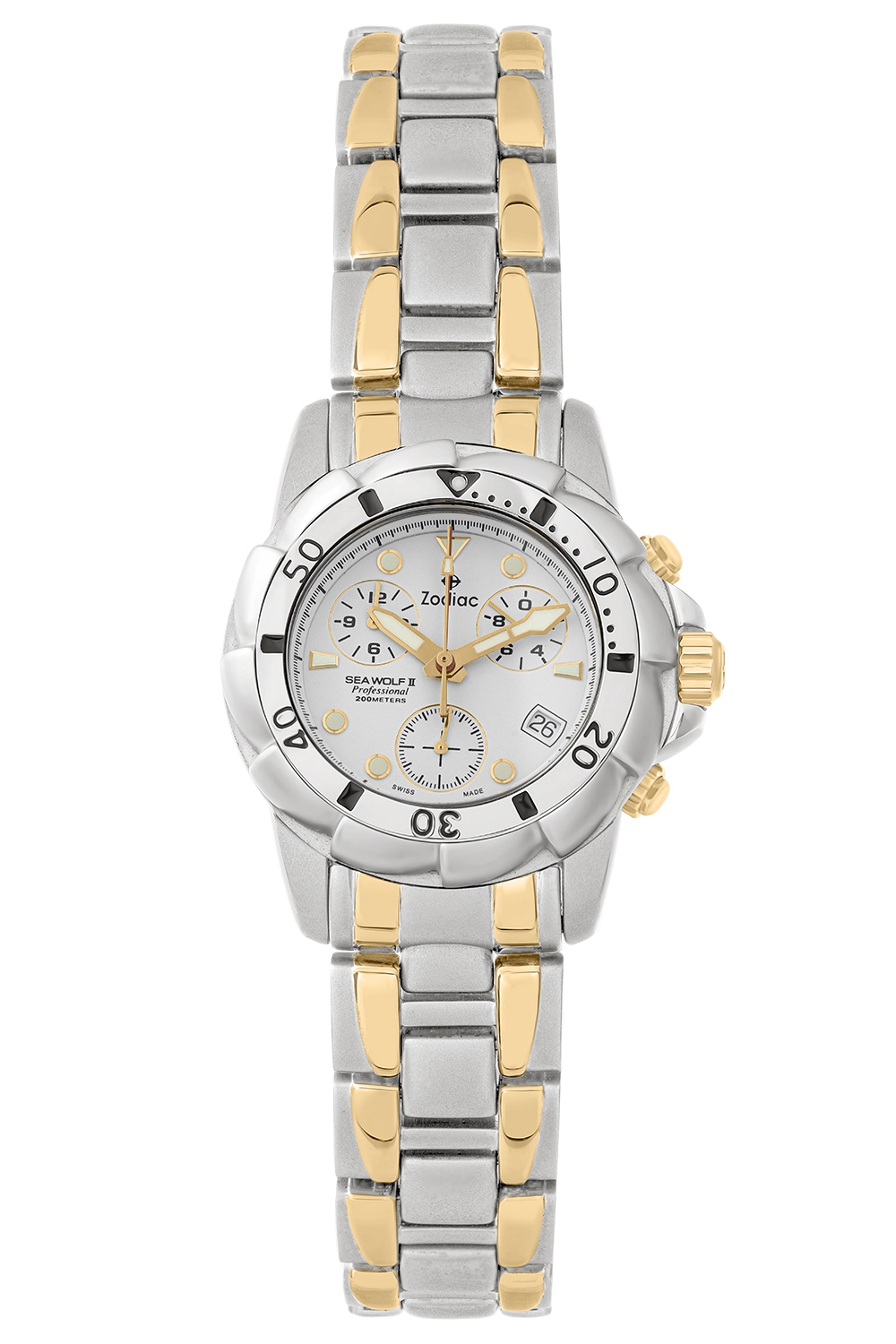 ساعة زودياك كرونوغراف احترافية مع تاج خيطي