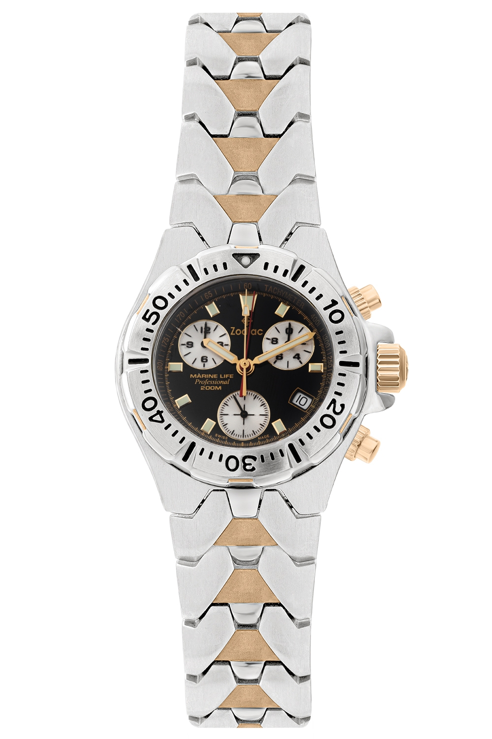 ساعة زودياك مارين لايف الاحترافية كرونوغراف مع تاج خيطي