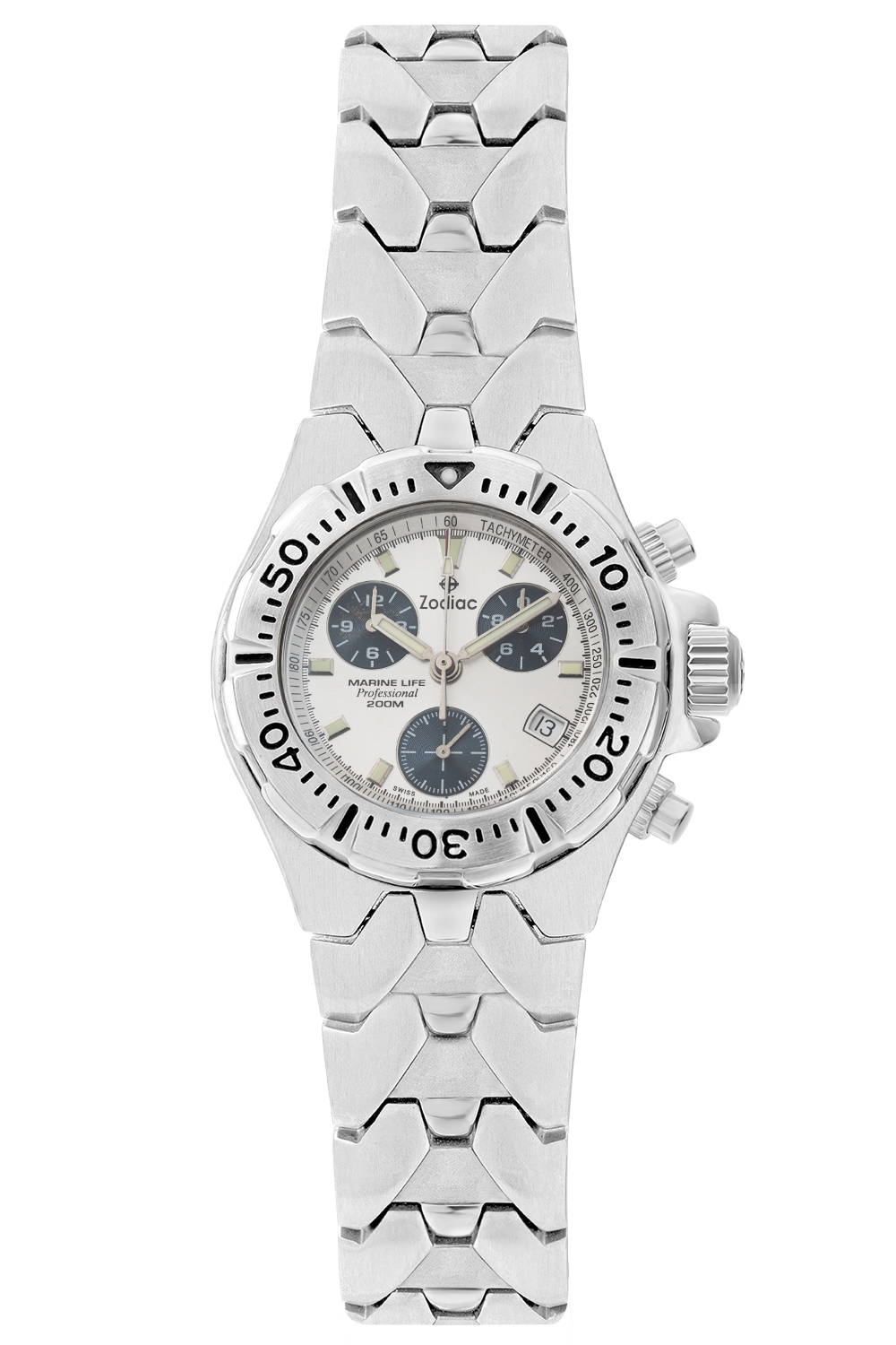 ساعة زودياك كرونوغراف احترافية مع تاج خيطي