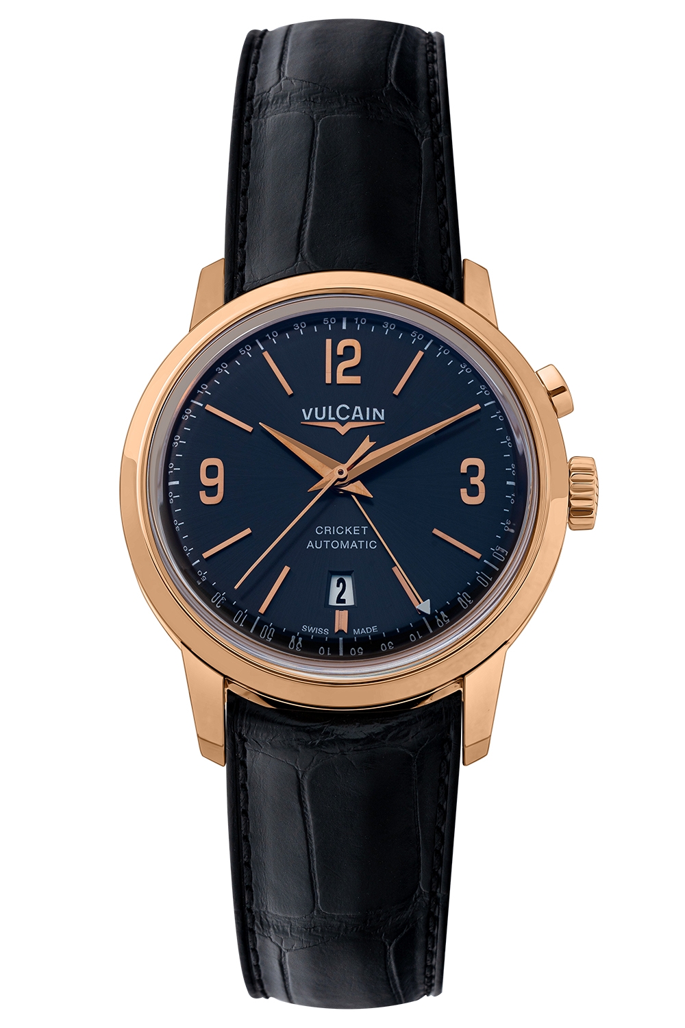ساعة فولكان كريكيت للرجال من الجلد والذهب عيار 18 قيراطًا