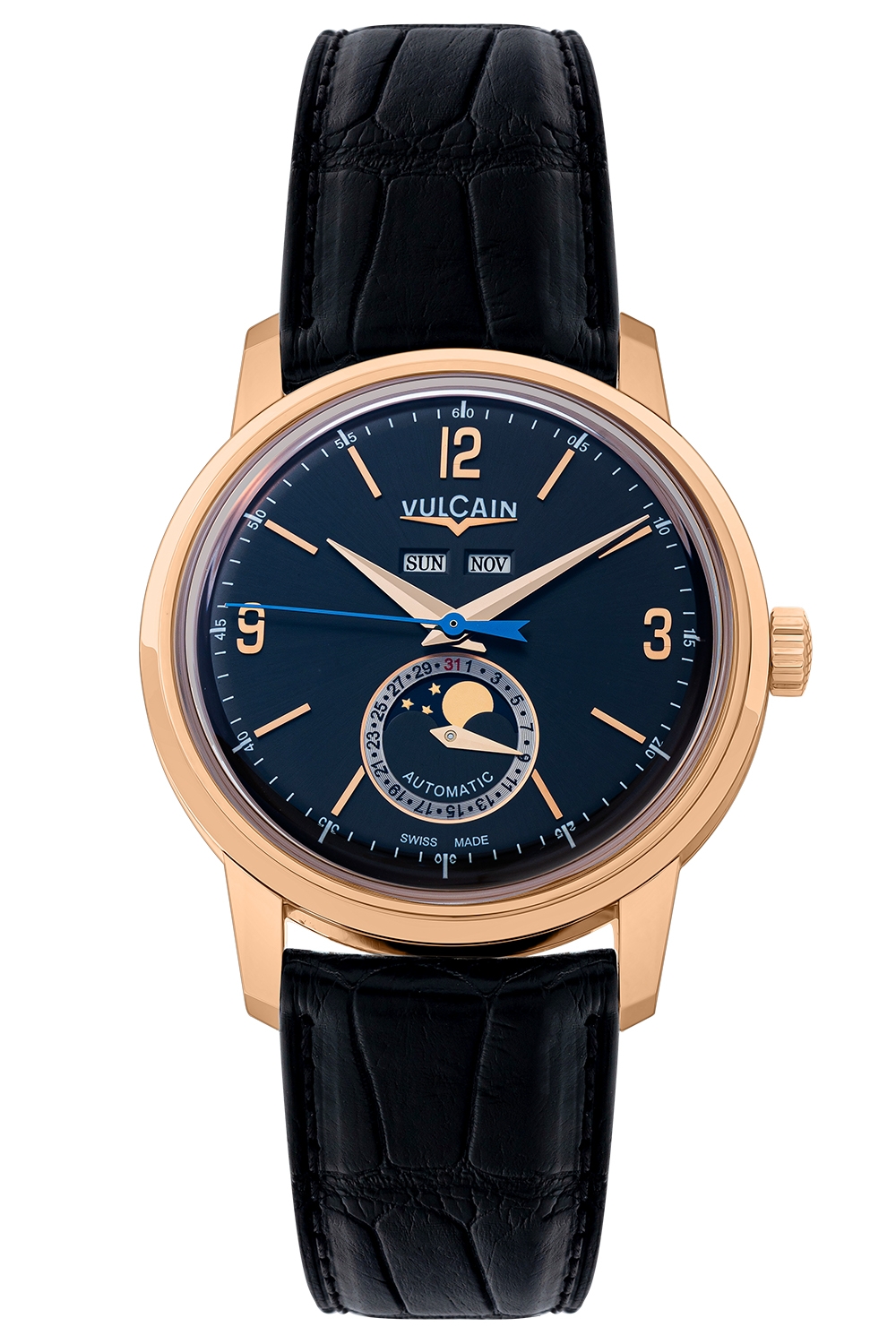 ساعة فولكان مونفايز من الجلد للرجال باللون الذهبي عيار 18 قيراط