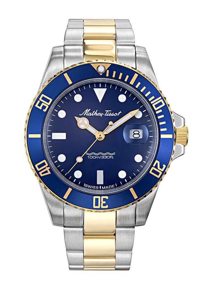 ماثي تيسو-Mathy Vintage Quartz H901BBU-Mathy Vintage Quartz 42mm-Men-إسورة-ستينلس ستيل-ستينلس ستيل-أزرق-10 ATM-كوارتس-دائري-سويسرا