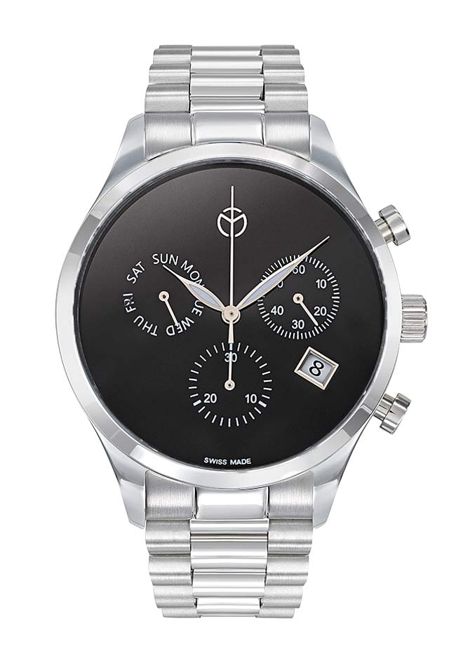 ماثي تيسو-Urban Chrono H411CHNM-Urban Chrono 42 mm-Men-إسورة-ستينلس ستيل-ستينلس ستيل-أسود-5ATM-كوارتس-دائري-سويسرا