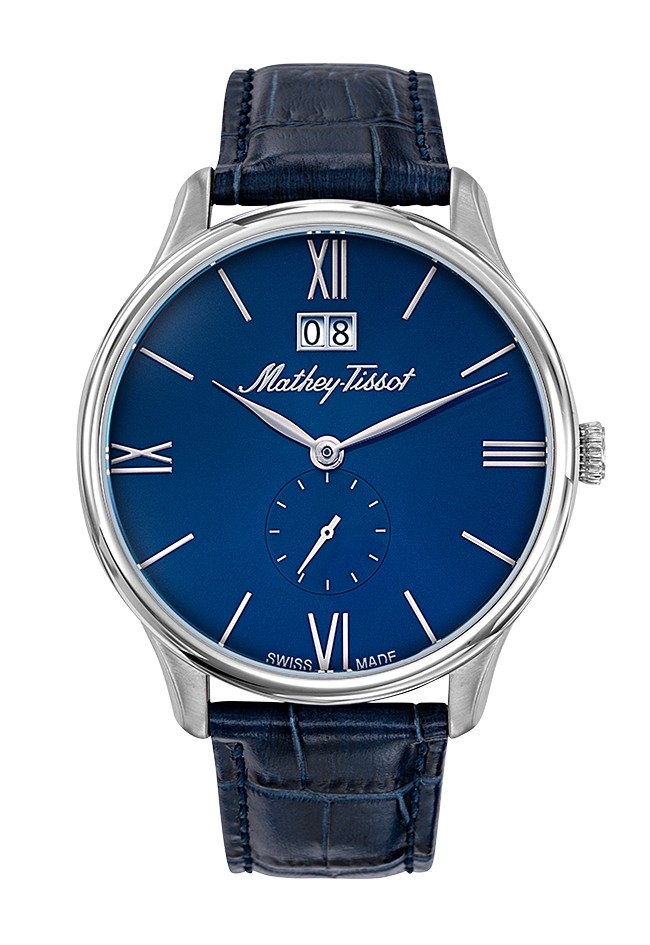 ماثي تيسو-Edmond Leather H1886QABU-Edmond Leather-Men-حزام-ستينلس ستيل-جلد-أزرق-5ATM-كوارتس-دائري-سويسرا