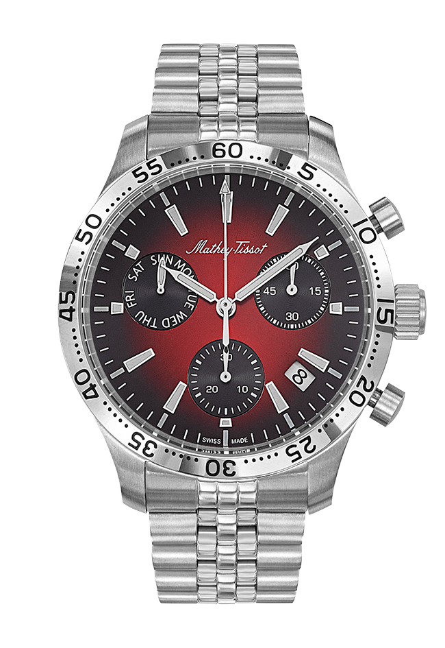 ماثي تيسو-Type 22 Chrono Quartz H1822CHAR-Type 22 Chrono Quartz 42 mm-Men-إسورة-ستينلس ستيل-ستينلس ستيل-Red-5 ATM-كوارتس-دائري-سويسرا