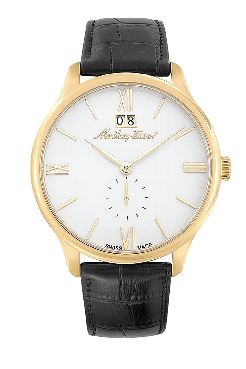 ماثي تيسو-Edmond Leather H1886QPI-Edmond Leather-Men-حزام-ستينلس ستيل-جلد-أبيض-5ATM-كوارتس-دائري-سويسرا