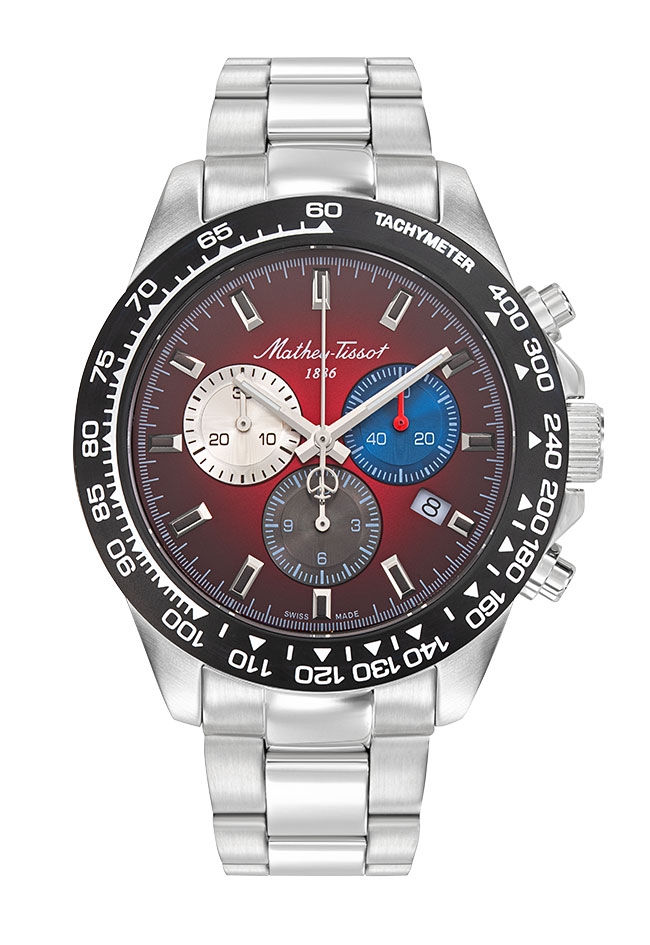 ماثي تيسو-Mathy Chrono II H938CHAR-Mathy Chrono II-Men-إسورة-ستينلس ستيل-ستينلس ستيل-Red-10 ATM-كوارتس-دائري-سويسرا
