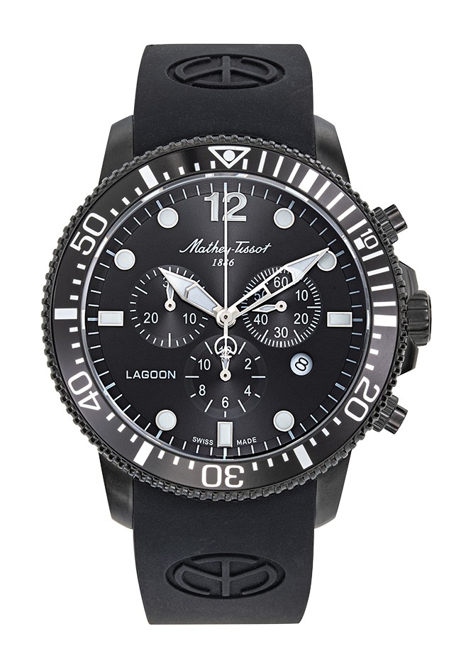 ماثي تيسو-Lagoon H123CHLNN-Lagoon-Men-حزام-ستينلس ستيل-Silicone-أسود-10ATM-كوارتس-دائري-سويسرا