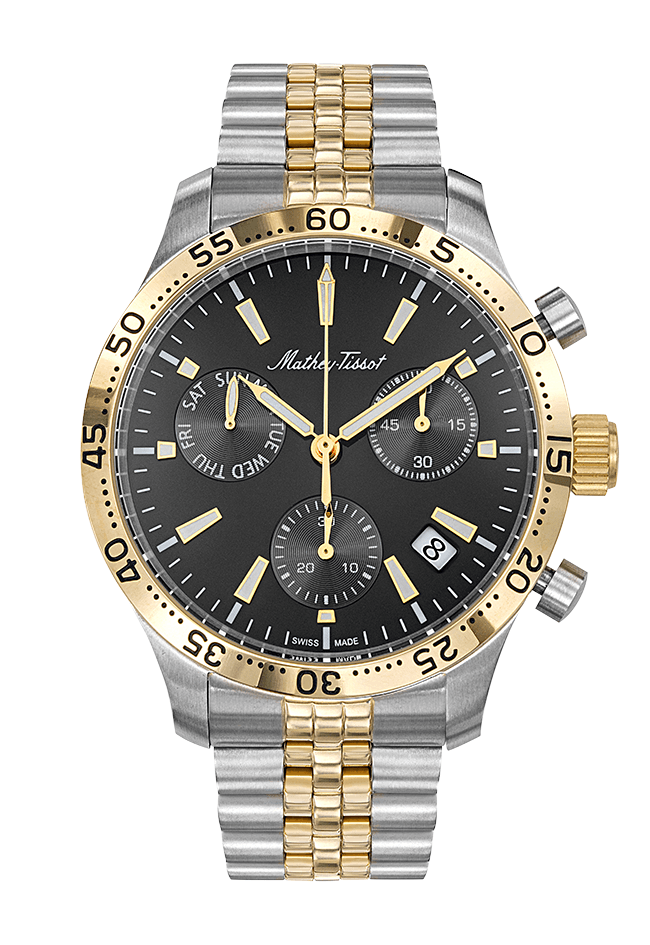 ماثي تيسو-TYPE 22 CHRONO QUARTZ-Mathey Tissot-Men-إسورة-ستينلس ستيل-ستينلس ستيل-أسود-5 ATM-كوارتس-دائري-سويسرا