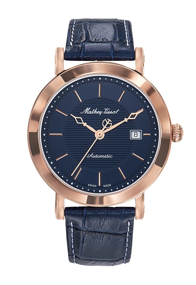 ماثي تيسو-City Automatic HB611251ATPBU-City Automatic-Men-حزام-ستينلس ستيل-جلد-أزرق-5 ATM-أوتوماتيك-دائري-سويسرا